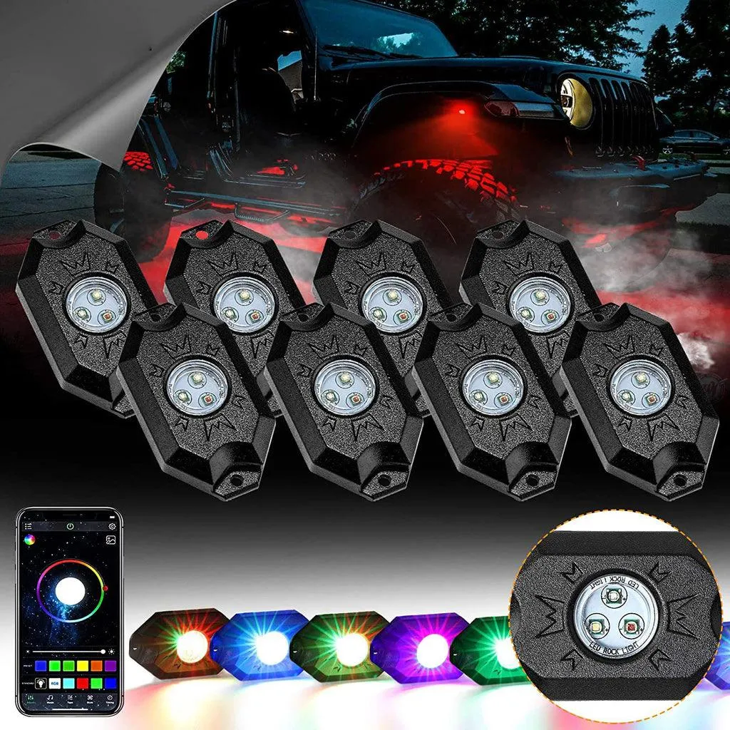 2Pcs 3FT RGB LED Whip Lights with Turn Signal & Brake Light   RGB LED Rock Lights Set with Bluetooth Controlled