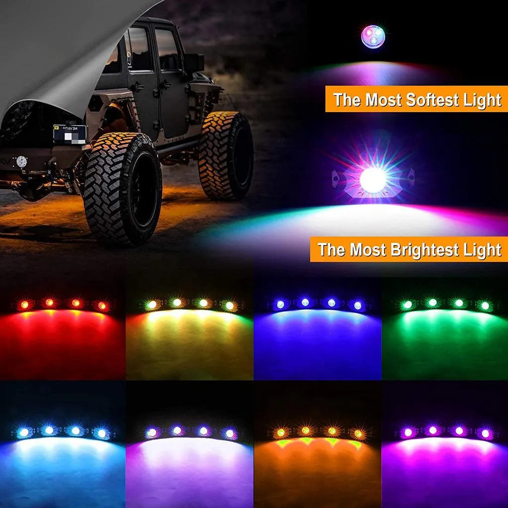 2Pcs 3FT RGB LED Whip Lights with Turn Signal & Brake Light   RGB LED Rock Lights Set with Bluetooth Controlled