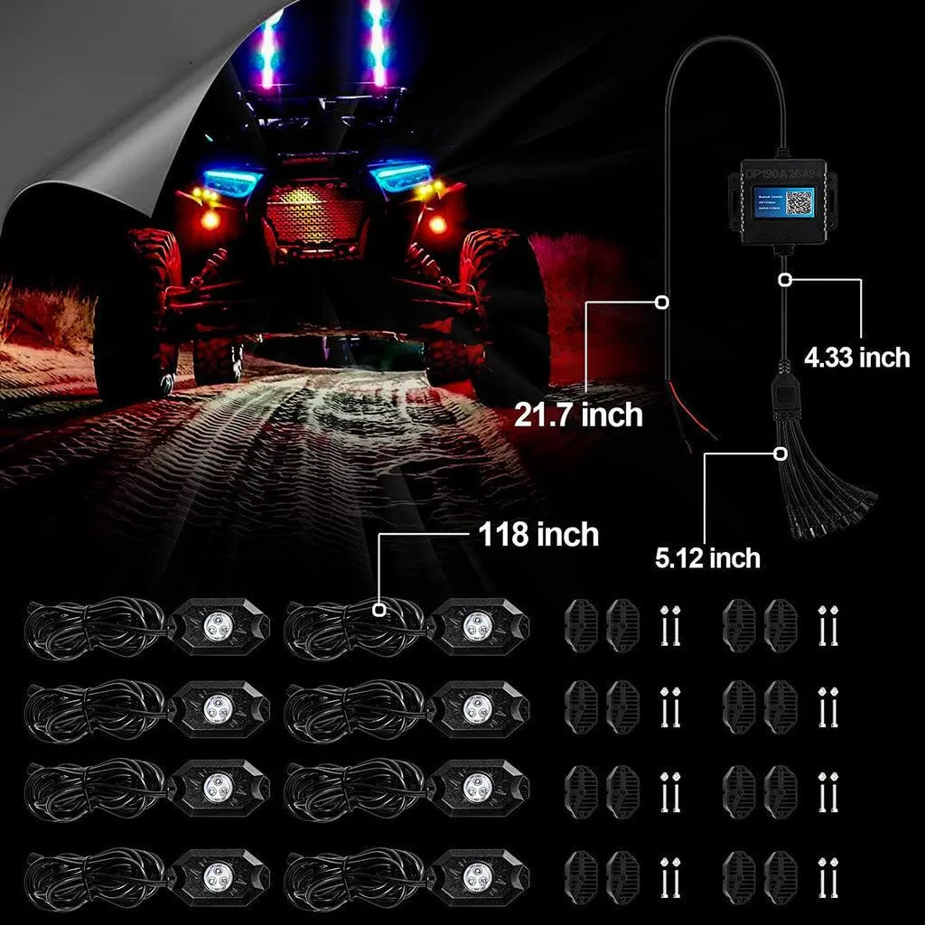 2Pcs 3FT RGB LED Whip Lights with Turn Signal & Brake Light   RGB LED Rock Lights Set with Bluetooth Controlled