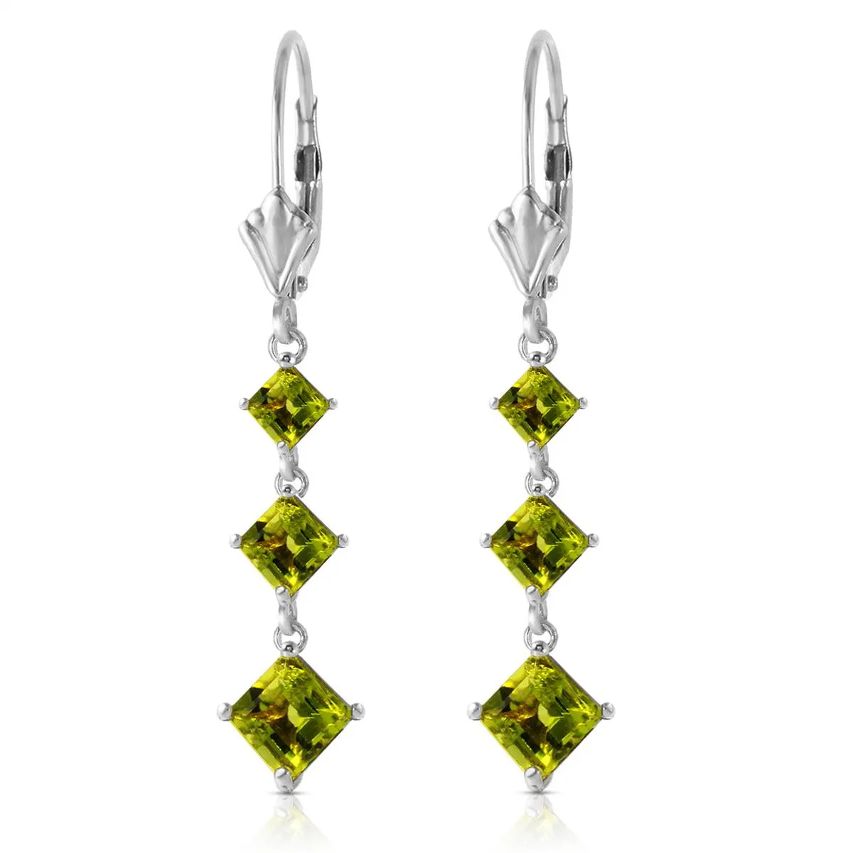 4.79 Carat 14K Solid White Gold Chandelier Earrings Peridot