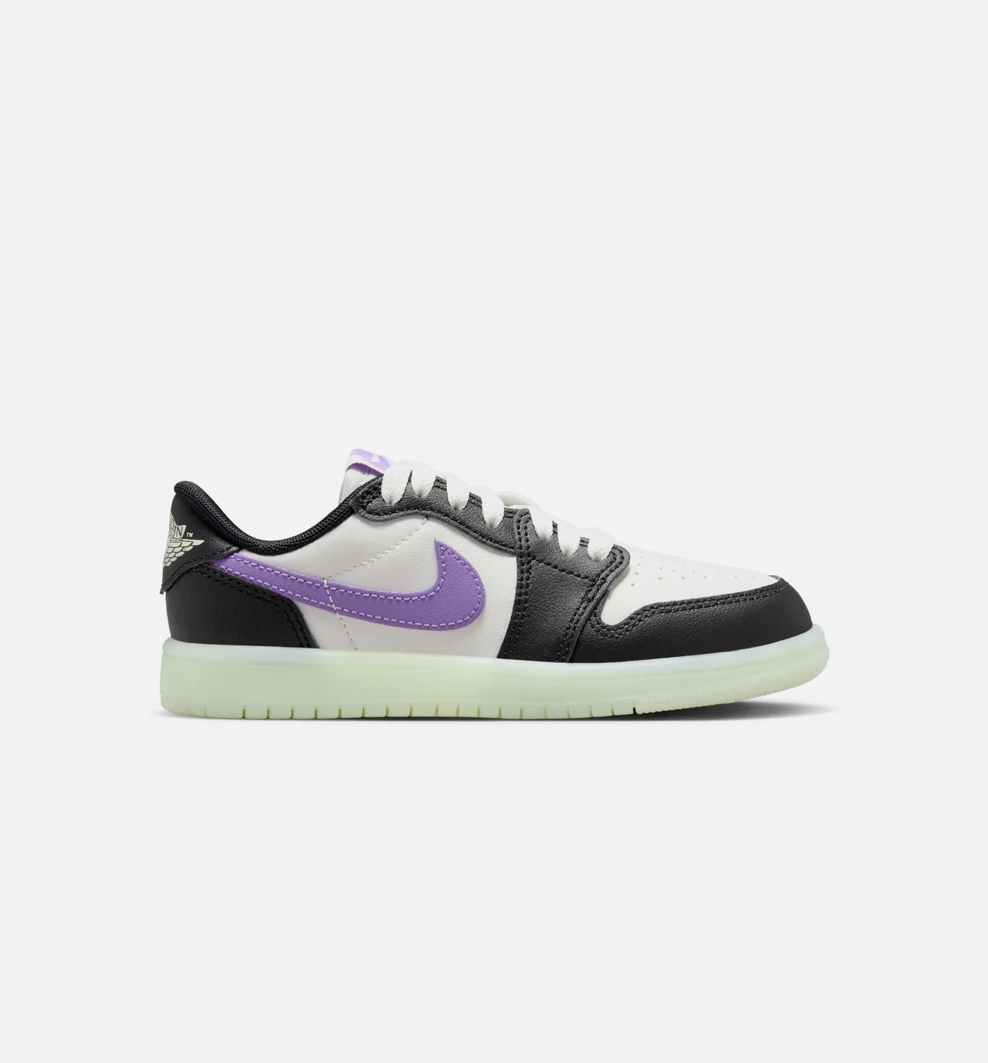 Air Jordan 1 Retro Low Black Raspberry Preschool Lifestyle Shoe - Black/Black Raspberry/Volt Tint