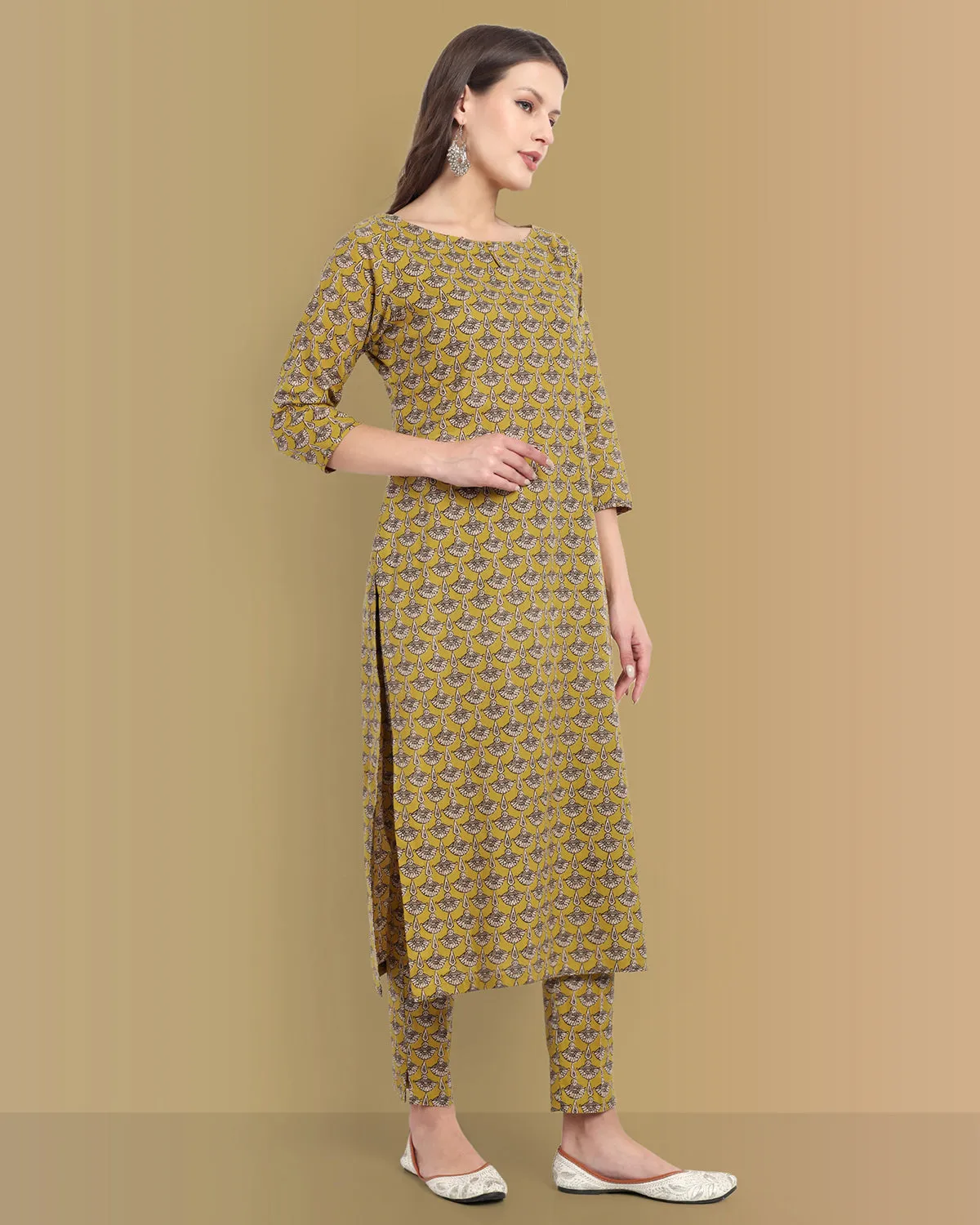 Ajrak Print Boat Neck Kurta - Traditional Handcrafted Cotton Elegance