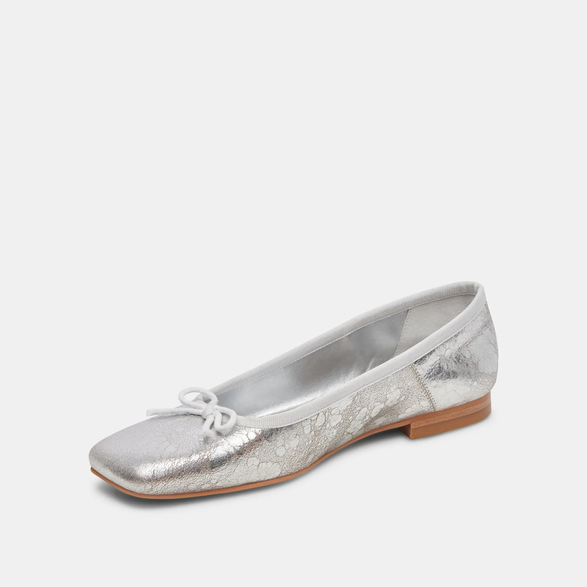 ANISA WIDE BALLET FLATS SILVER DISTRESSED LEATHER