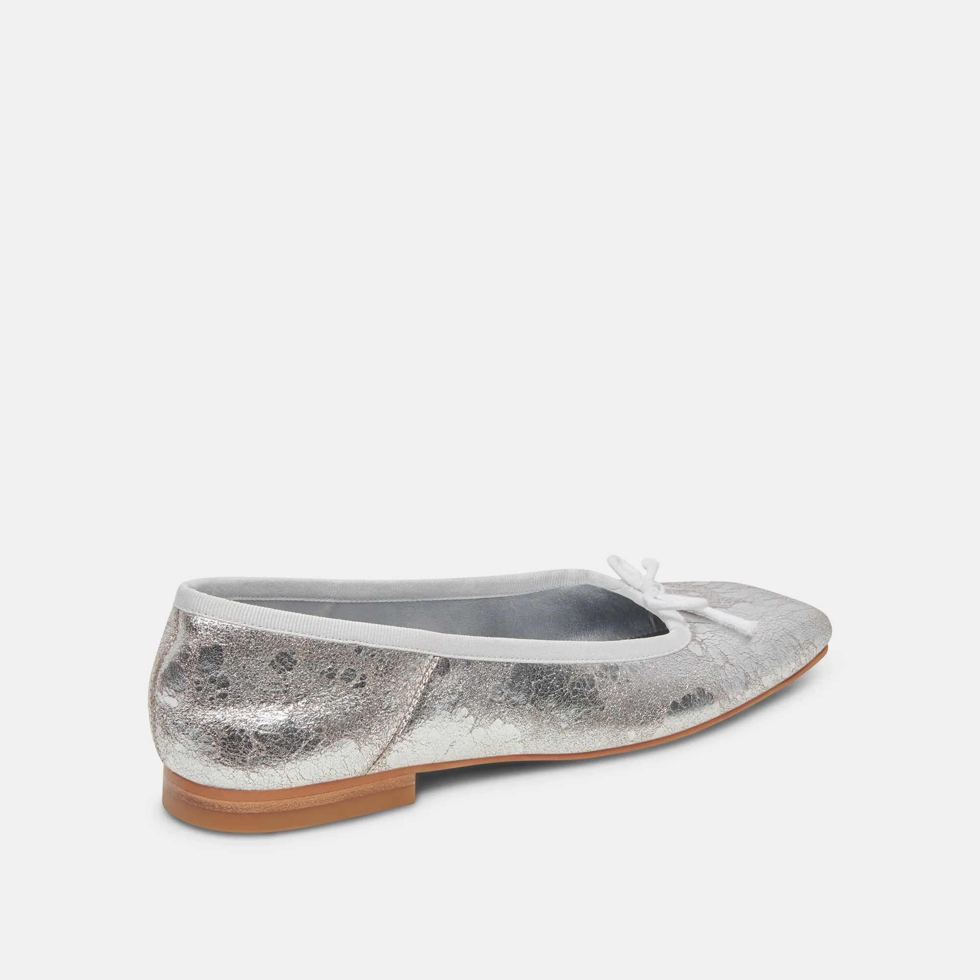 ANISA WIDE BALLET FLATS SILVER DISTRESSED LEATHER