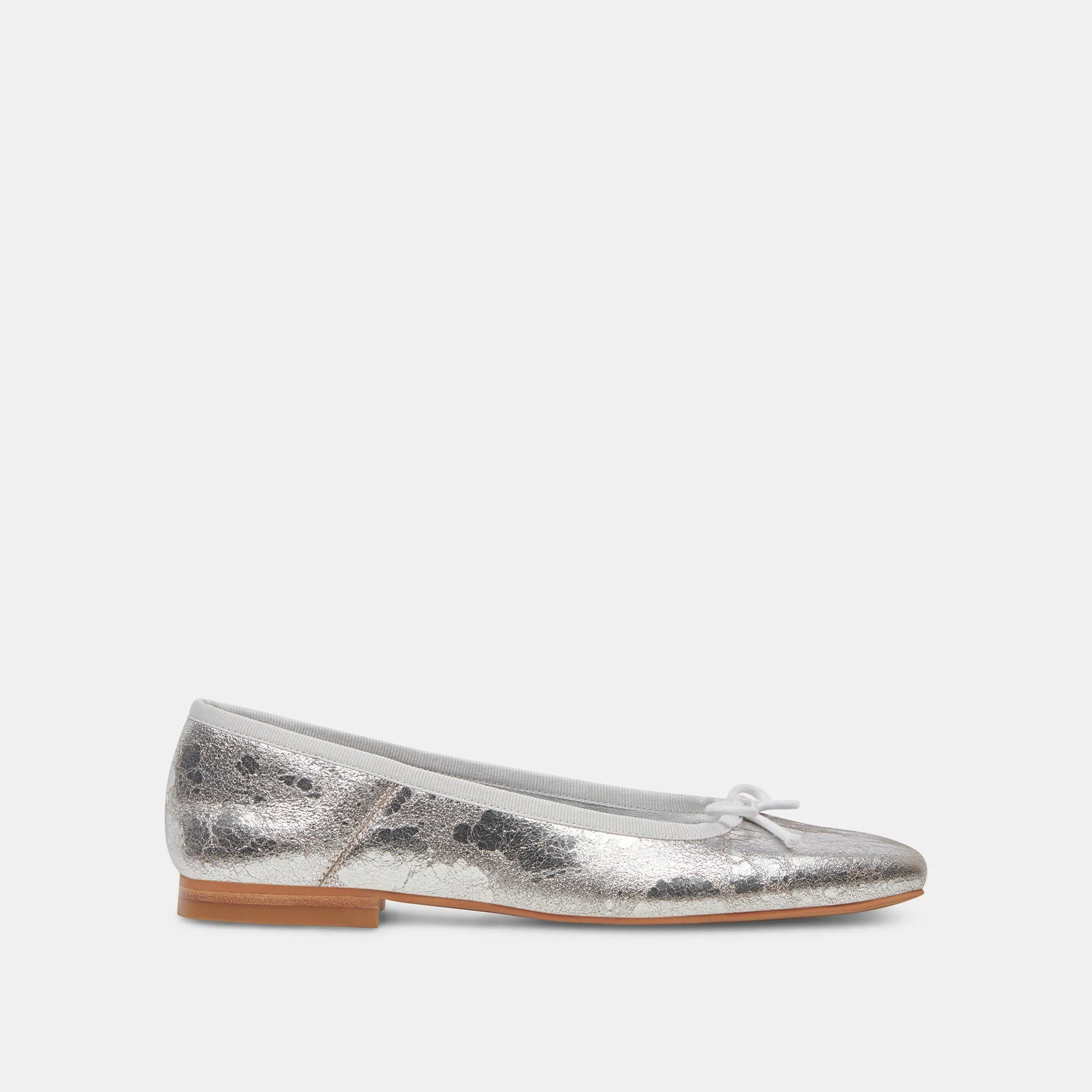 ANISA WIDE BALLET FLATS SILVER DISTRESSED LEATHER