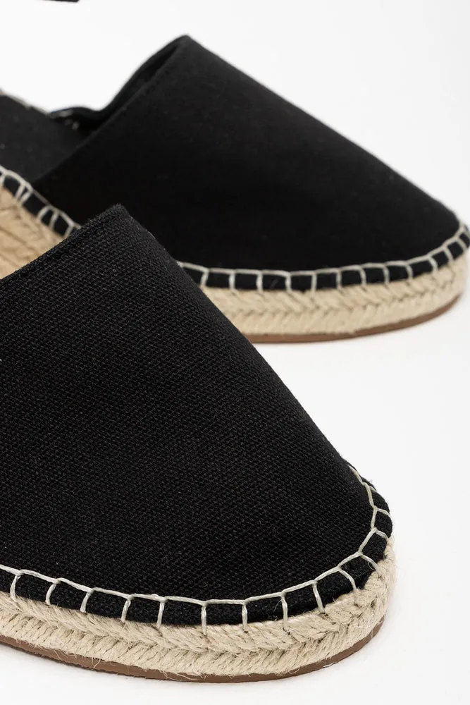 Ankle Strap Espadrille Wedge Black