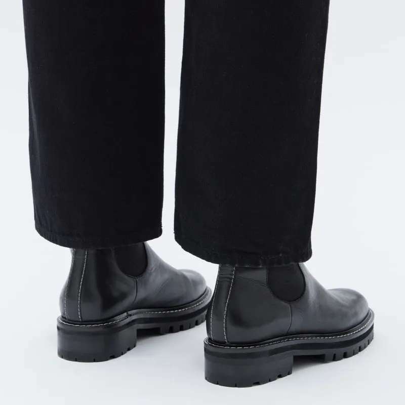 Assembly Label - Contrast Stitch Leather Boot - Black