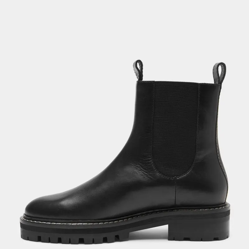 Assembly Label - Contrast Stitch Leather Boot - Black