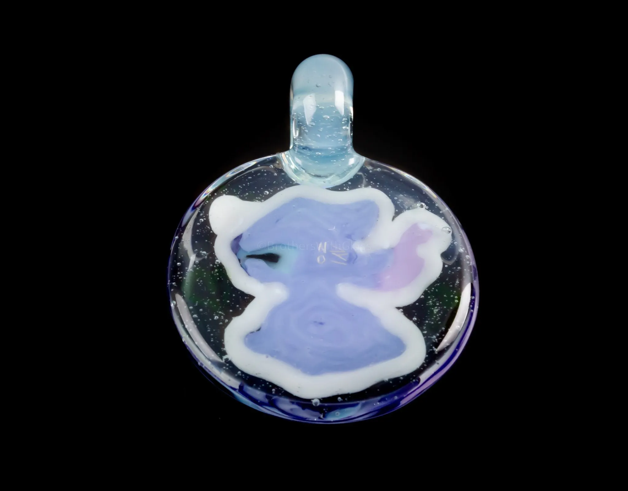 AVI Glass UV Reactive Stitch In Love Pendant with Opal