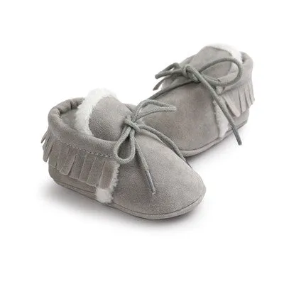 Baby Boy Girl Baby Moccasins Soft Moccs Shoes Bebe Fringe Soft Soled Non-slip Footwear Crib Shoes New PU Suede Leather Newborn