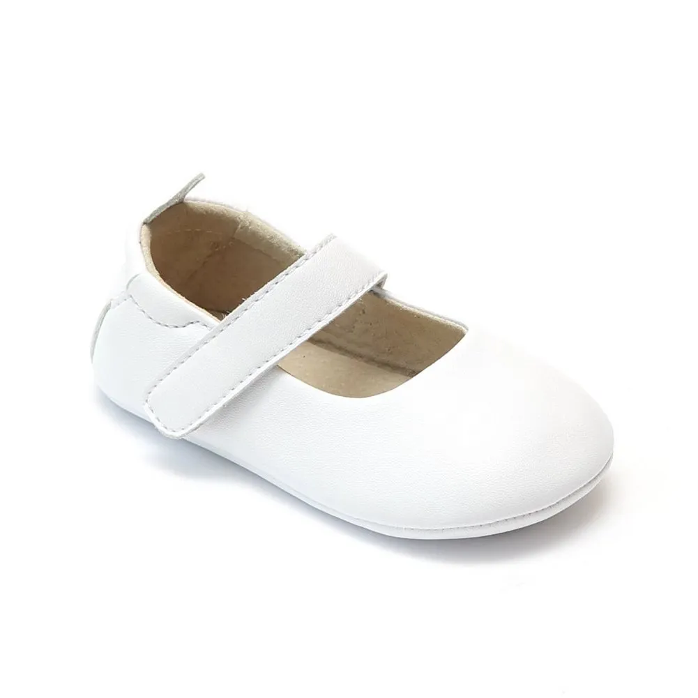 Baby Girls White Leather Crib Soft Sole Mary Jane 0 Baby-5 Toddler