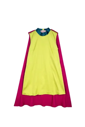 Big 10 Cape Dress - Chartreuse & Fuchsia