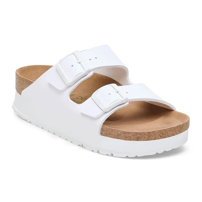 'Birkenstock' Women's Arizona Flex Platform Birko-Flor Sandal - White