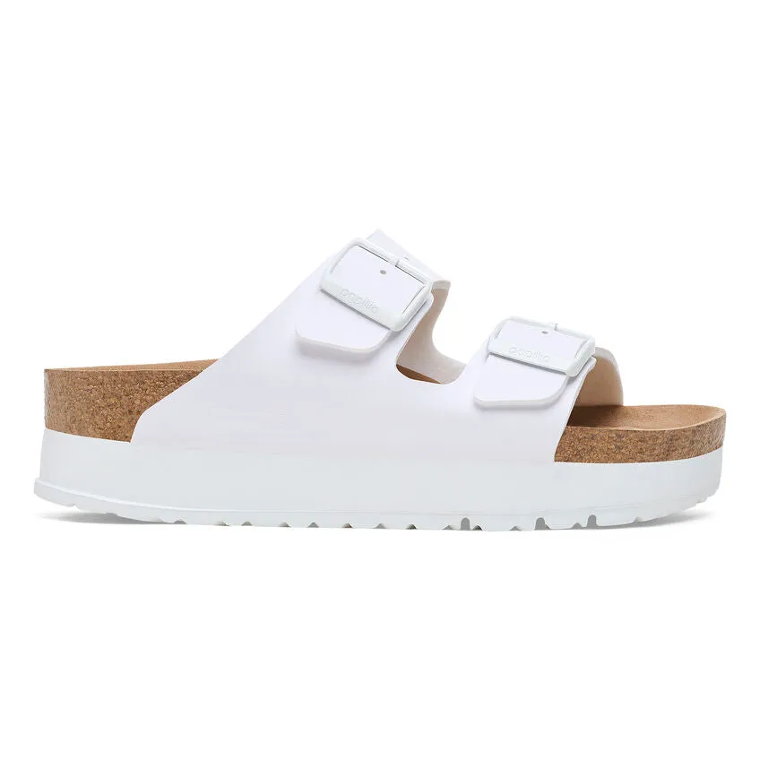 'Birkenstock' Women's Arizona Flex Platform Birko-Flor Sandal - White