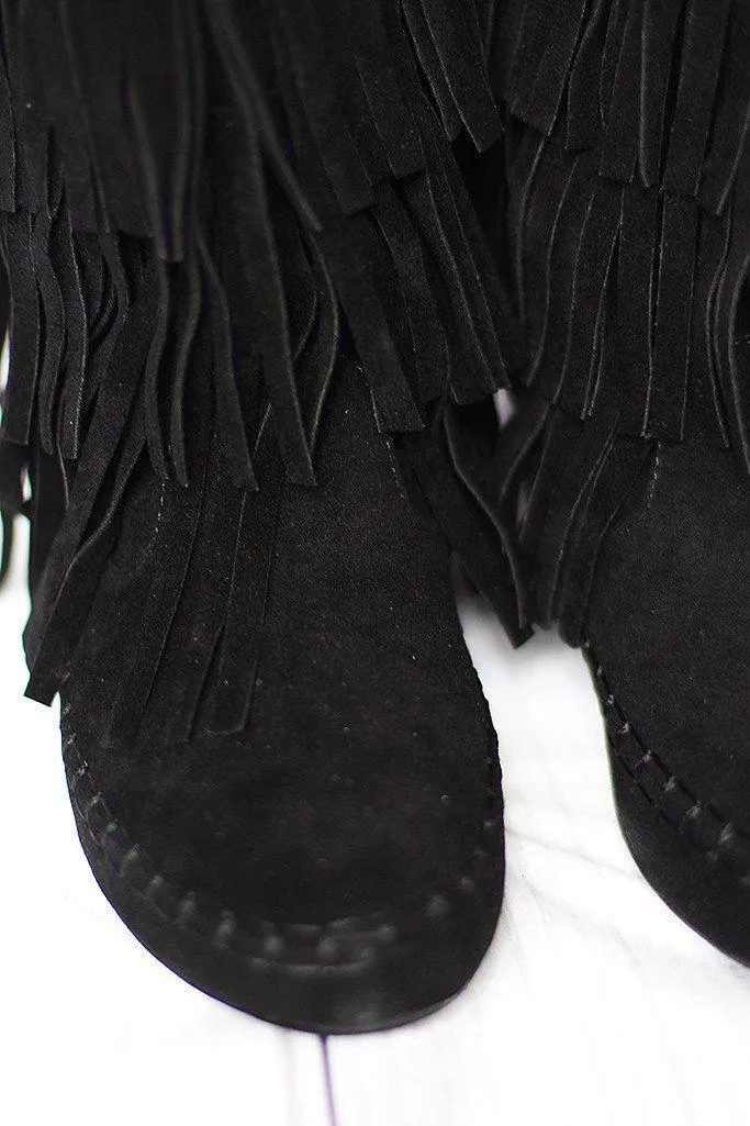 Black Fringe Boots