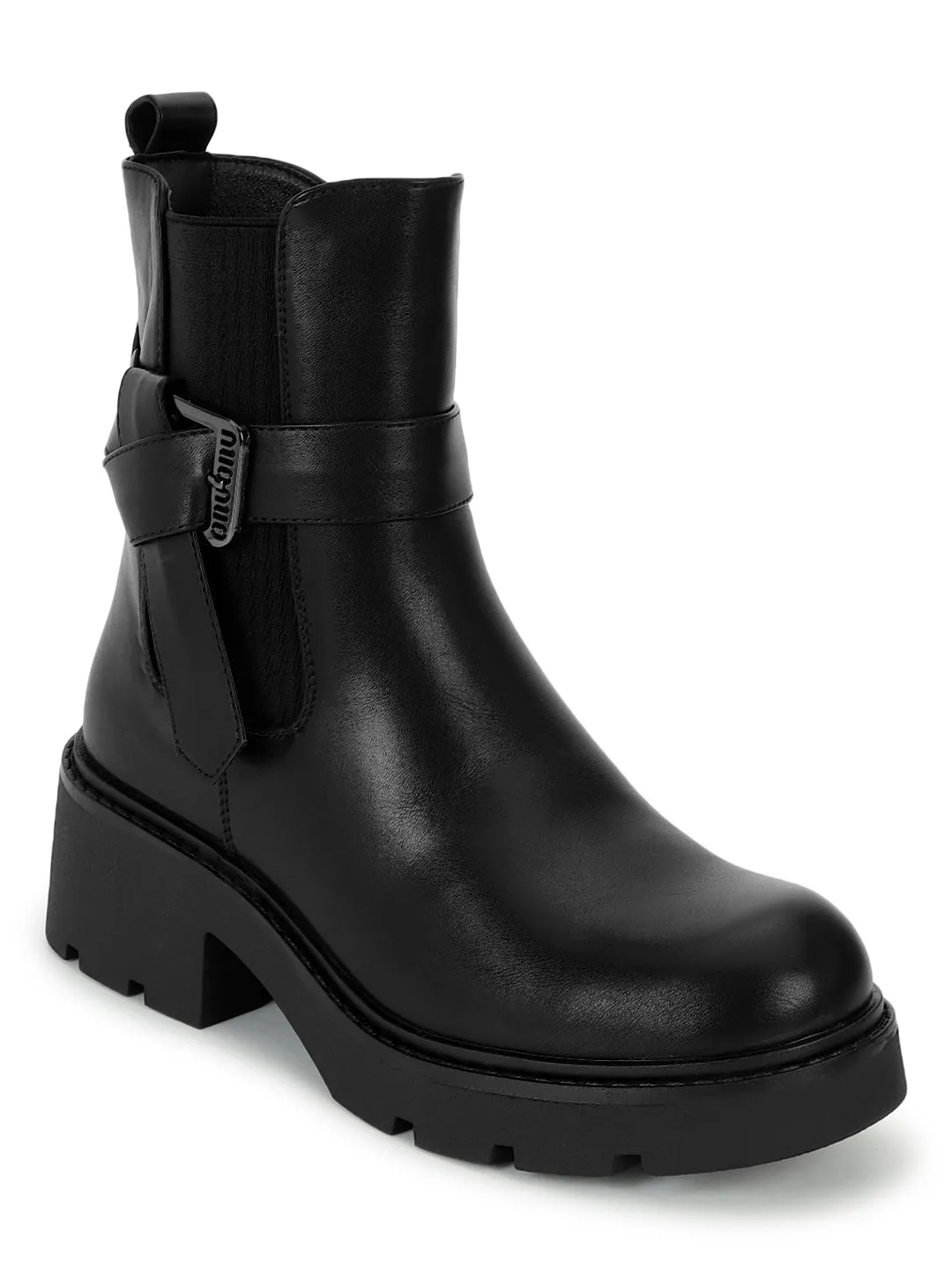 Black PU High-End-Fashion Stylish Ankle Boots (TC-RS3682-BLK)