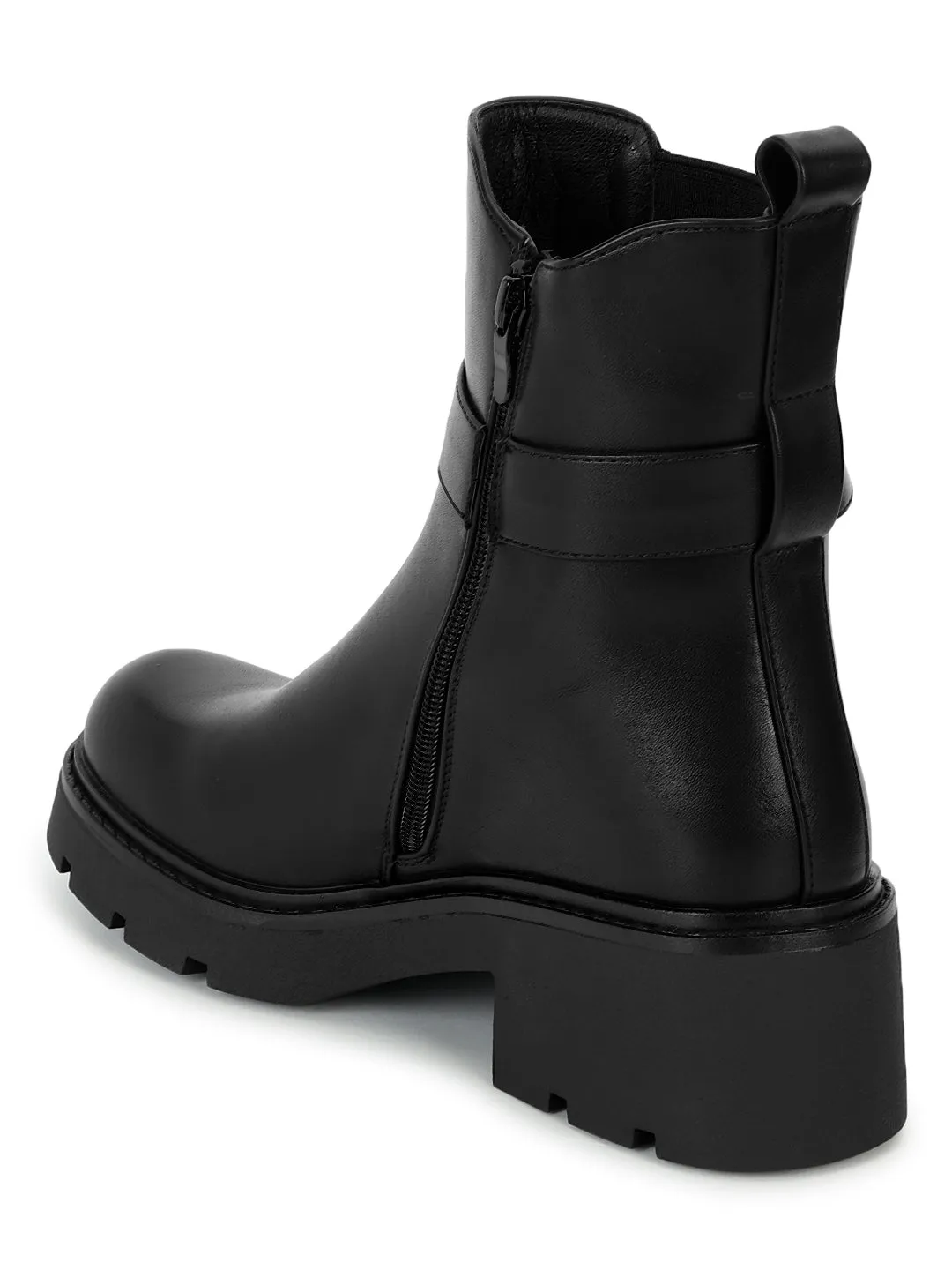 Black PU High-End-Fashion Stylish Ankle Boots (TC-RS3682-BLK)