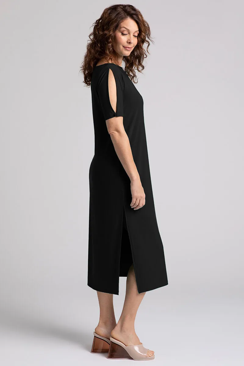 Boat Neck T-Shirt Dress | Black