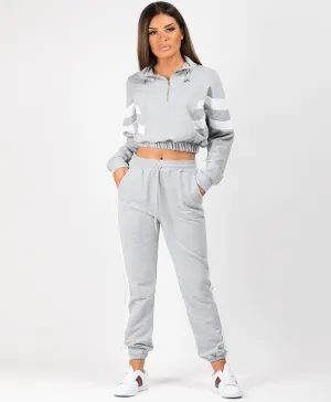 Bold Stripe Contrast Cropped Loungewear Set