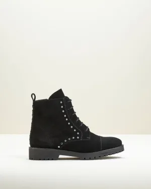 Bottines En Croûte De Cuir Vanesa - Noir