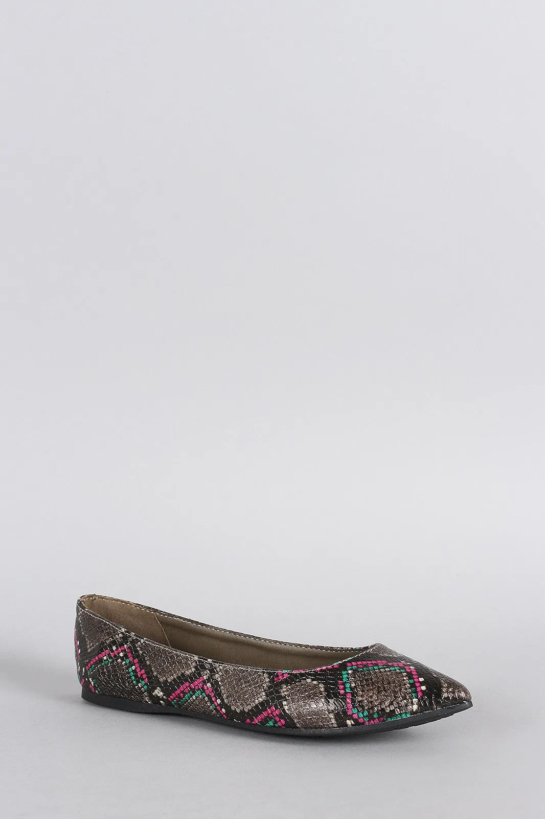 Breckelle Python Pointy Toe Ballet Flat