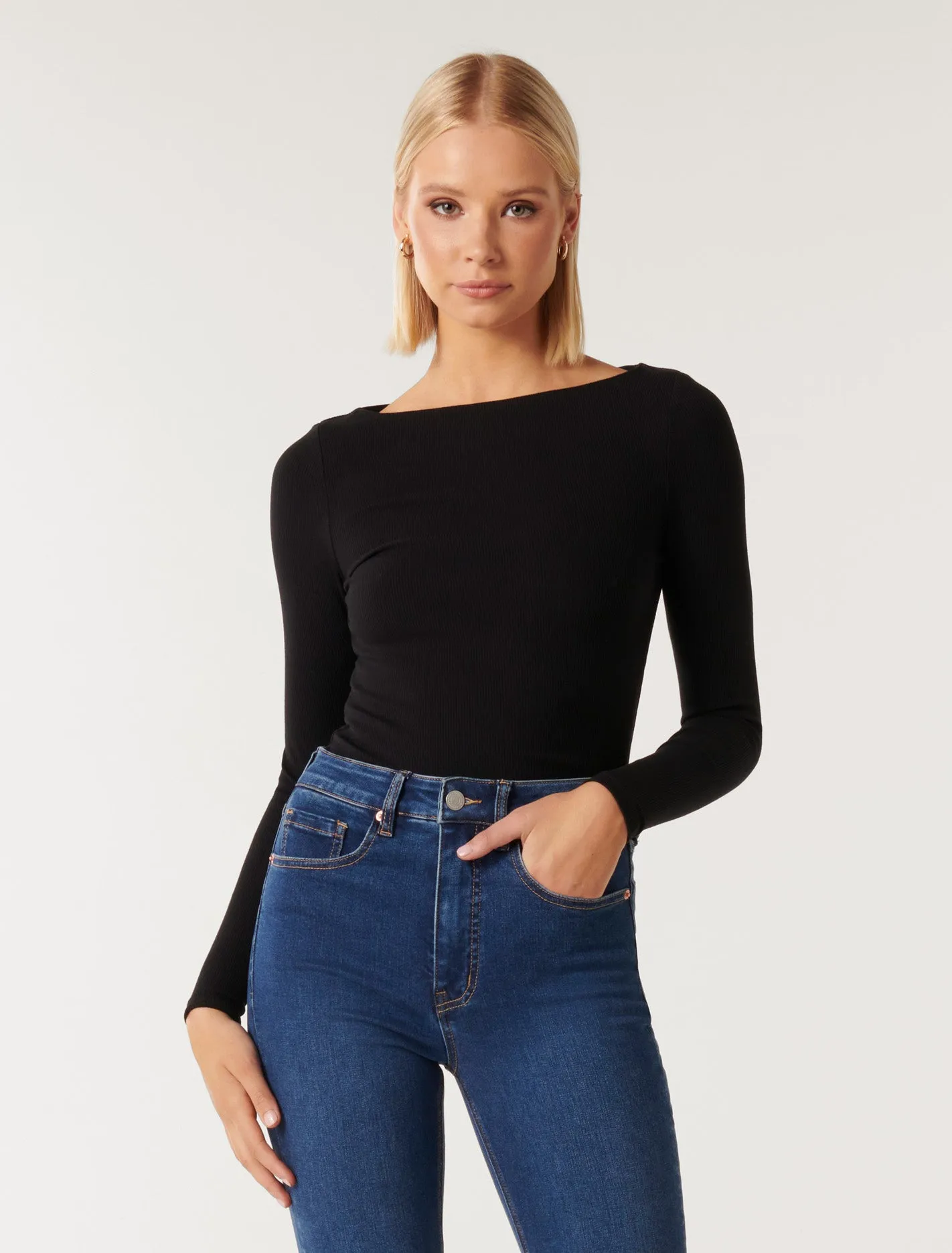 Brie Boat Neck Long Sleeve Top