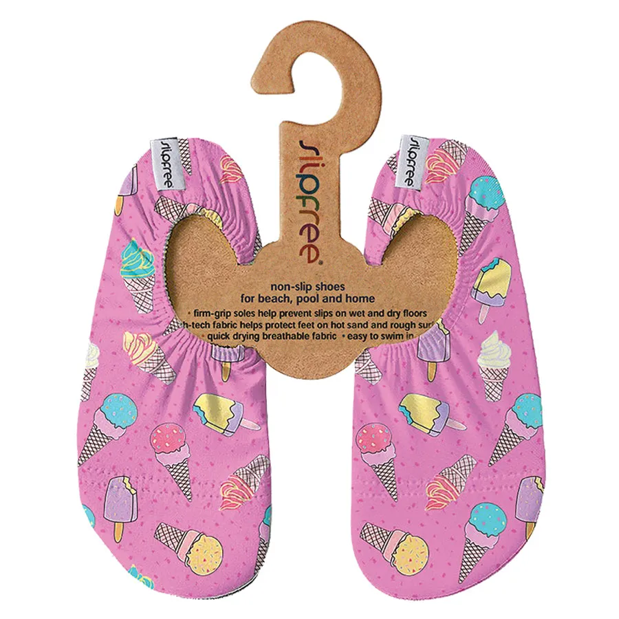 Bright Pink Ice Cream Print Non Slip Shoes