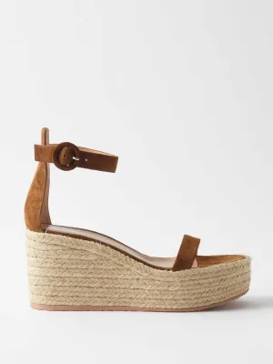 Brown Espadrille 45 suede wedge sandals