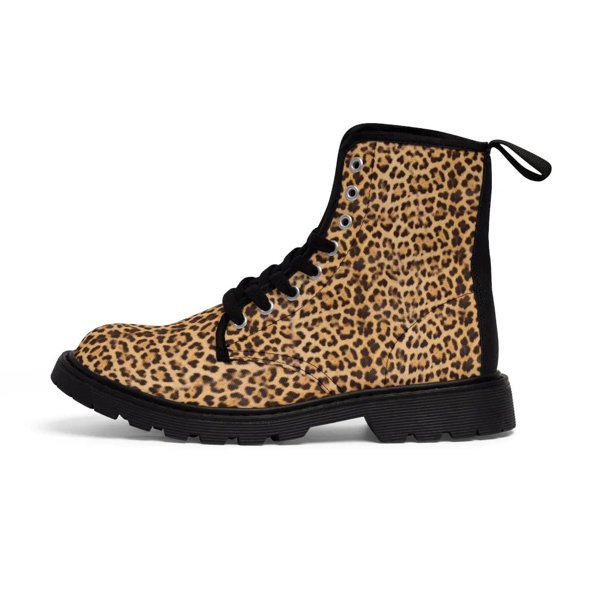 Brown Leopard Print Women's Boots, Best Winter Laced Up Animal Print Designer Boots For Women