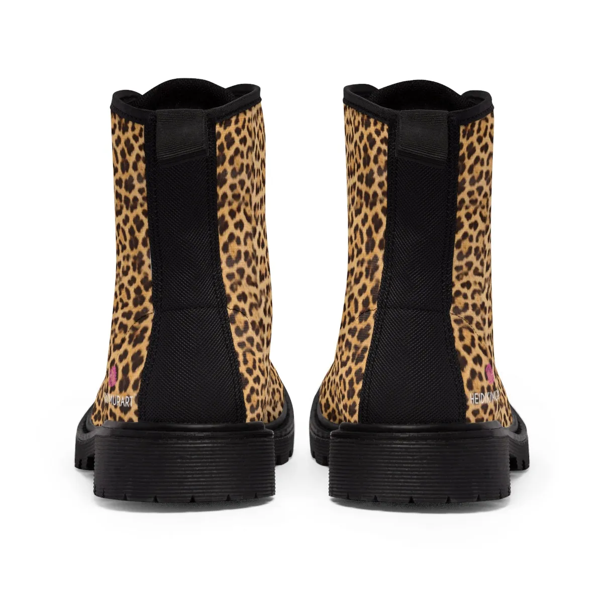 Brown Leopard Print Women's Boots, Best Winter Laced Up Animal Print Designer Boots For Women