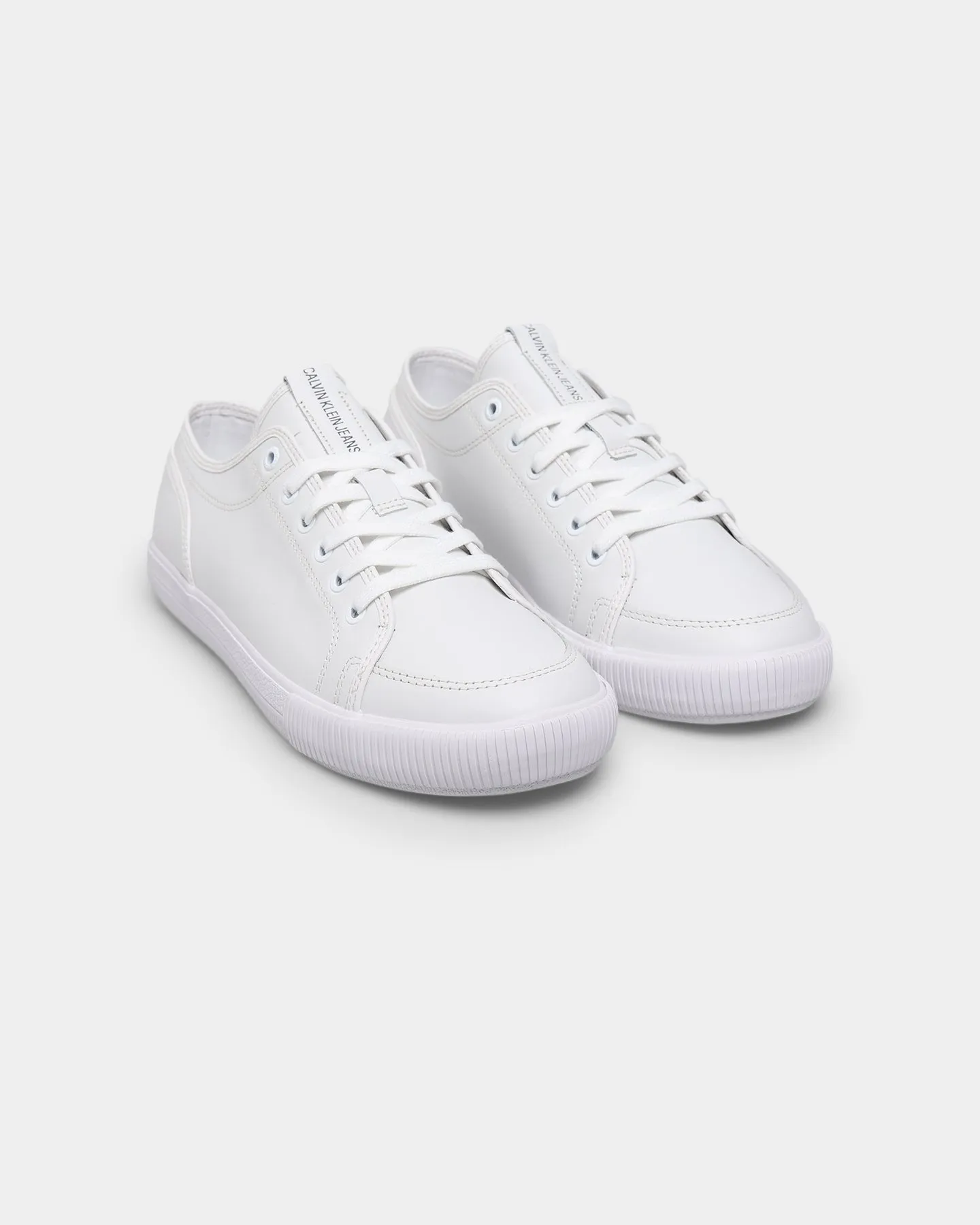 Calvin Klein Essential Vulcanised Lace Up Sneakers Triple White