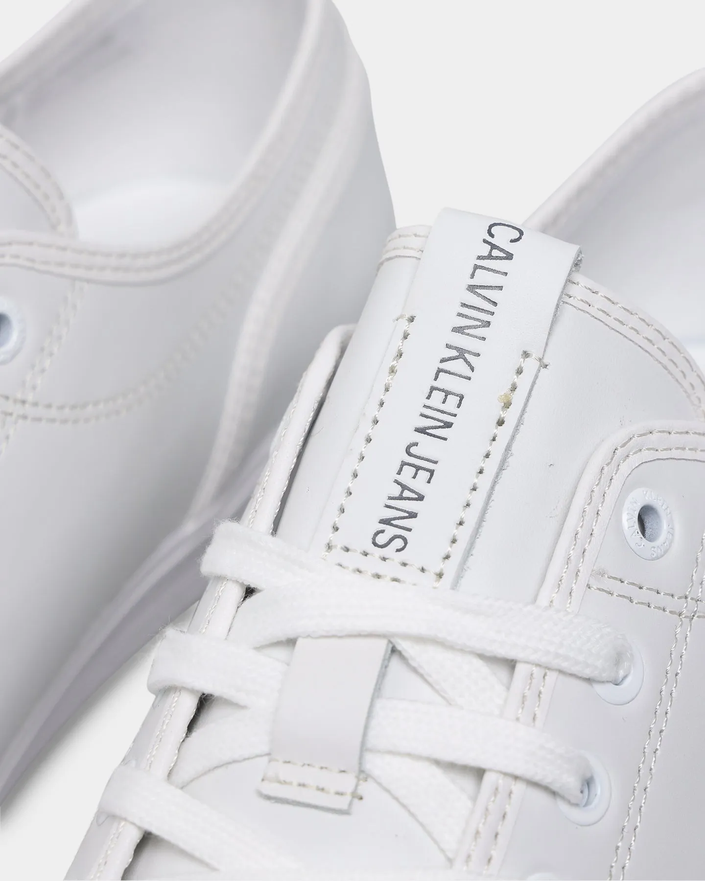 Calvin Klein Essential Vulcanised Lace Up Sneakers Triple White