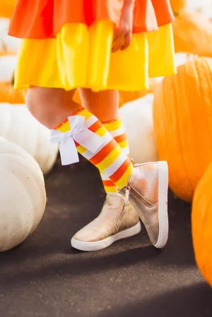 Candy Corn Witch Costume Knee High Socks