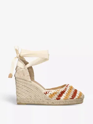 Carina crochet-pattern woven wedge espadrilles