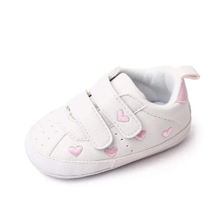 Casual Toddler Baby Girls Boys Shoes PU Leather Shoes Embroidery Heart Stars Soft Sole Crib Shoes Spring Autumn First Walkers