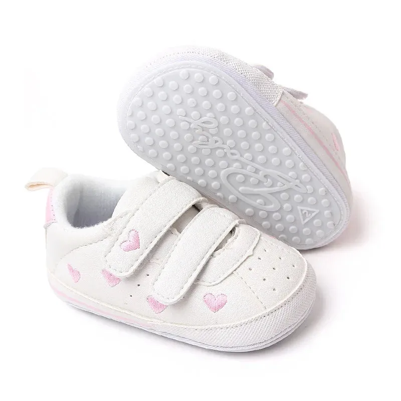 Casual Toddler Baby Girls Boys Shoes PU Leather Shoes Embroidery Heart Stars Soft Sole Crib Shoes Spring Autumn First Walkers