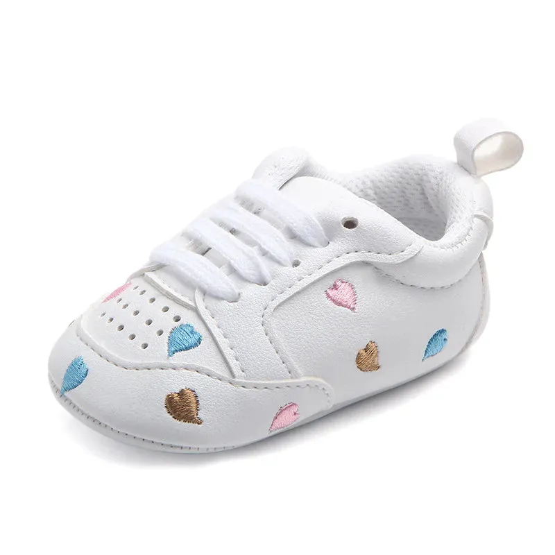 Casual Toddler Baby Girls Boys Shoes PU Leather Shoes Embroidery Heart Stars Soft Sole Crib Shoes Spring Autumn First Walkers