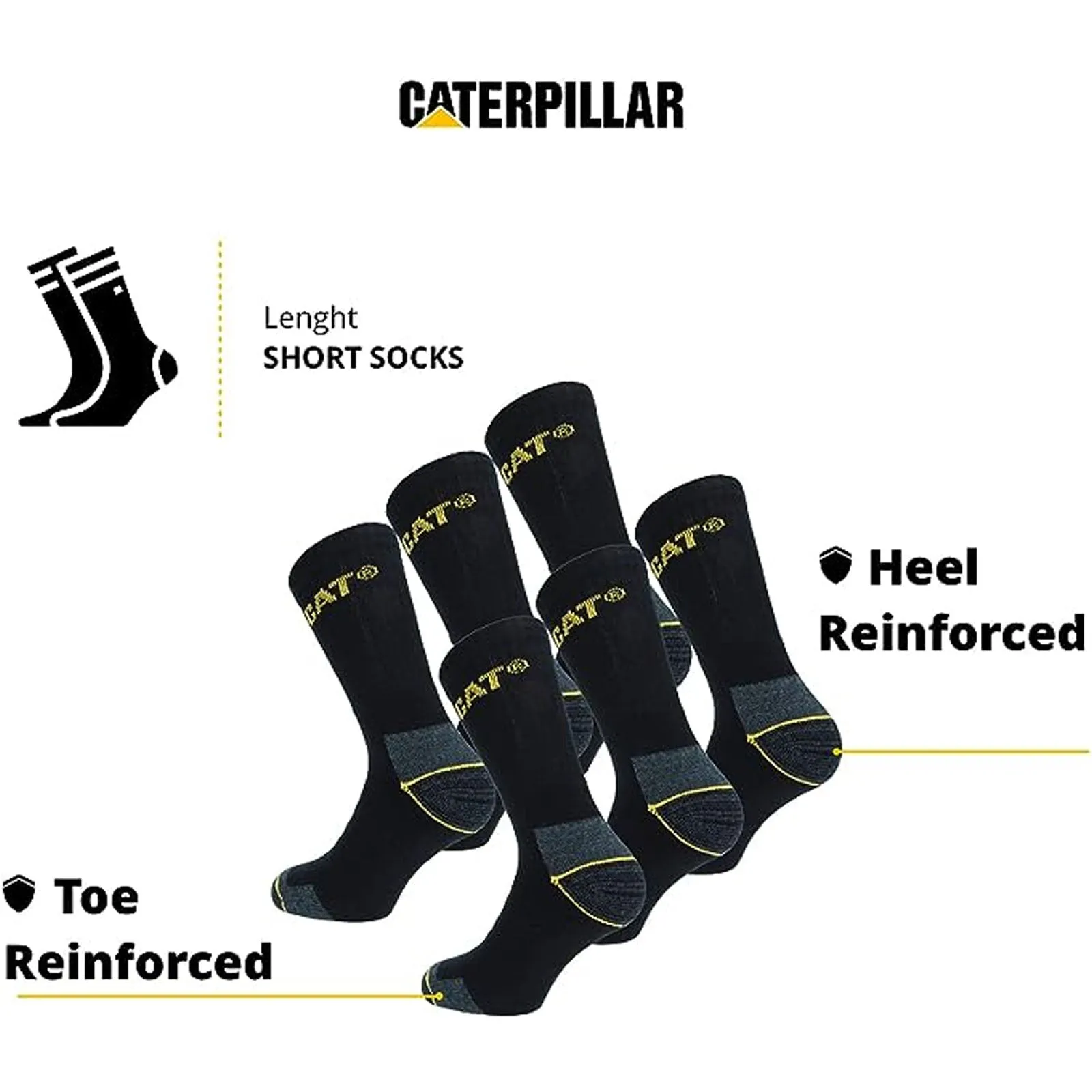 CAT Caterpillar Mens Heavy Duty Socks - Black