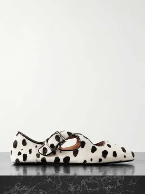 Criss Cross  leather-trimmed pony hair ballet flats