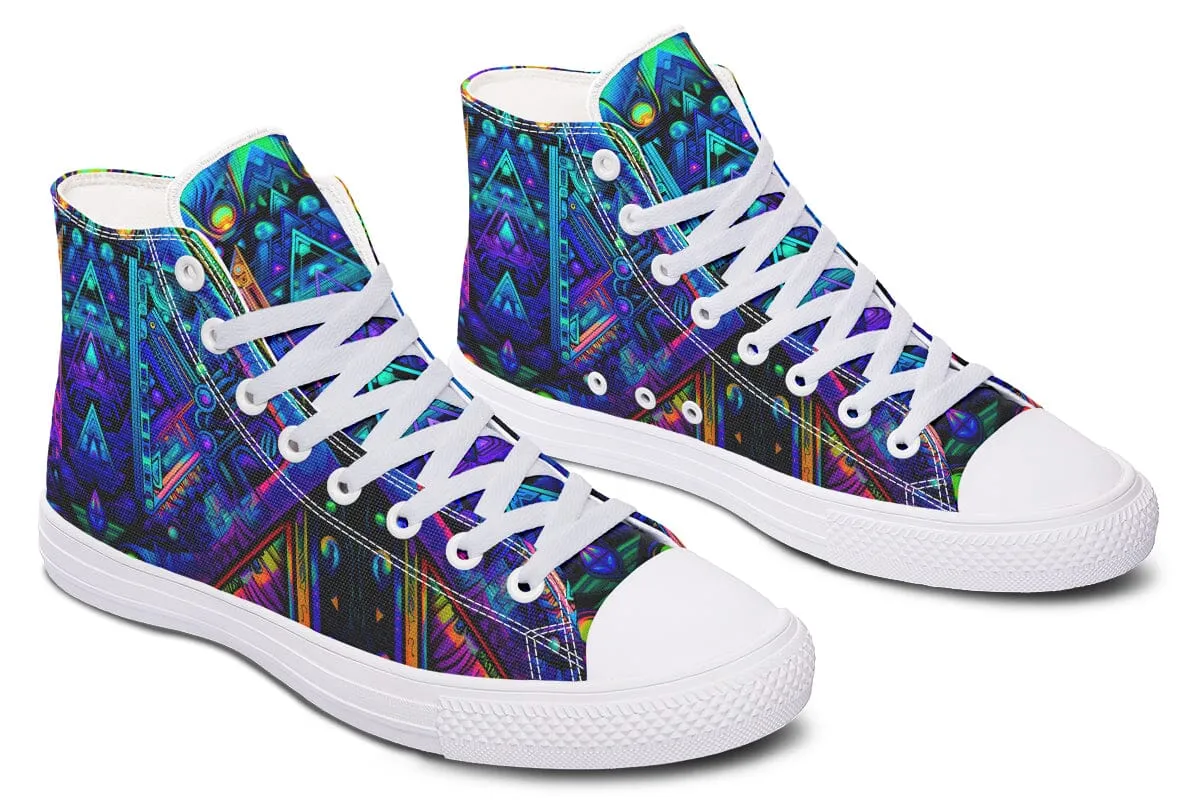 Cyber Cyan High Top Shoes