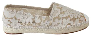 Dolce & Gabbana Beige Lace Cotton Espadrilles Shoes