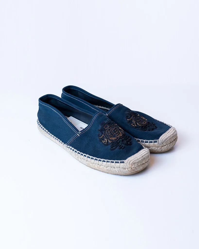 DOLCE & GABBANA CANVAS ESPADRILLES WITH COAT OF ARMS EMBROIDERY