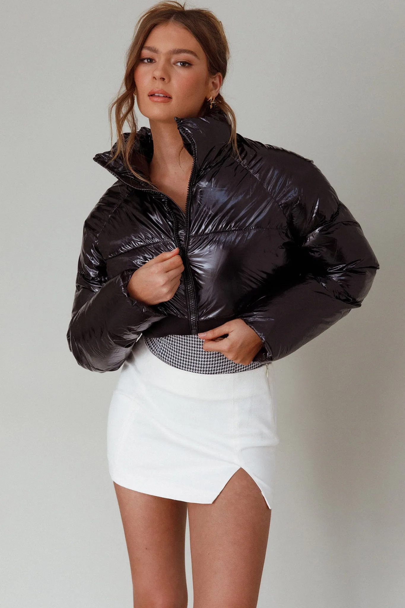 Eadie Crop Puffer Jacket Black