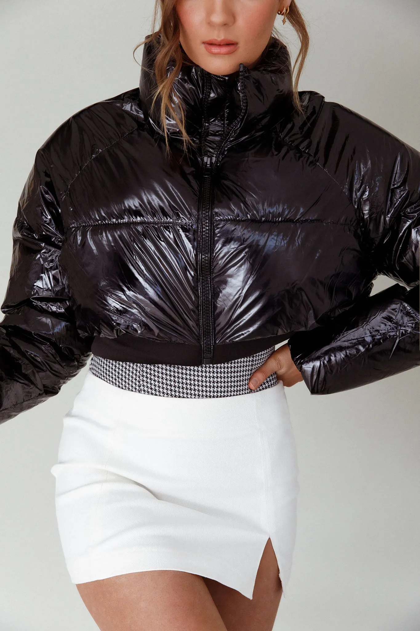 Eadie Crop Puffer Jacket Black