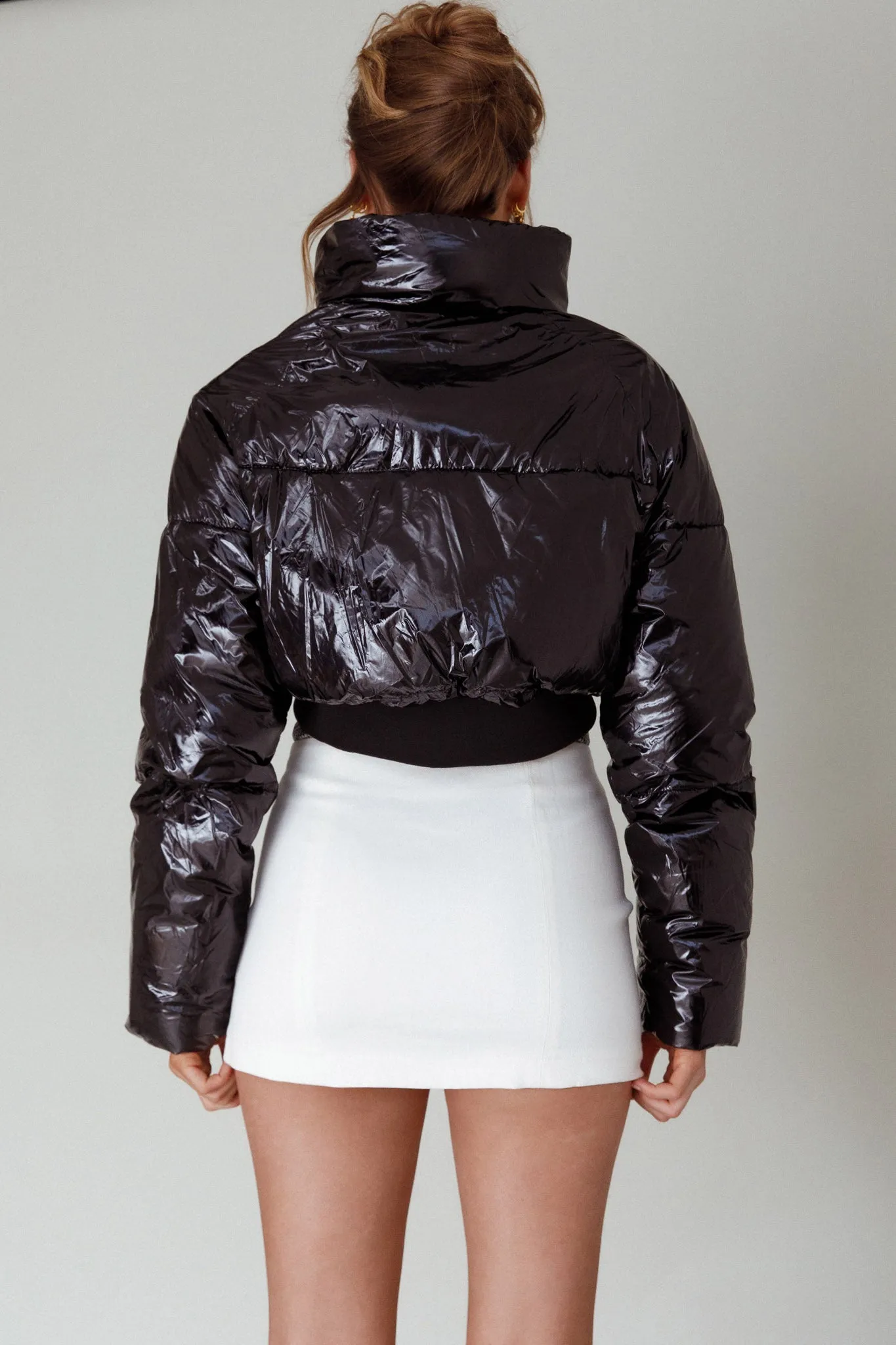 Eadie Crop Puffer Jacket Black