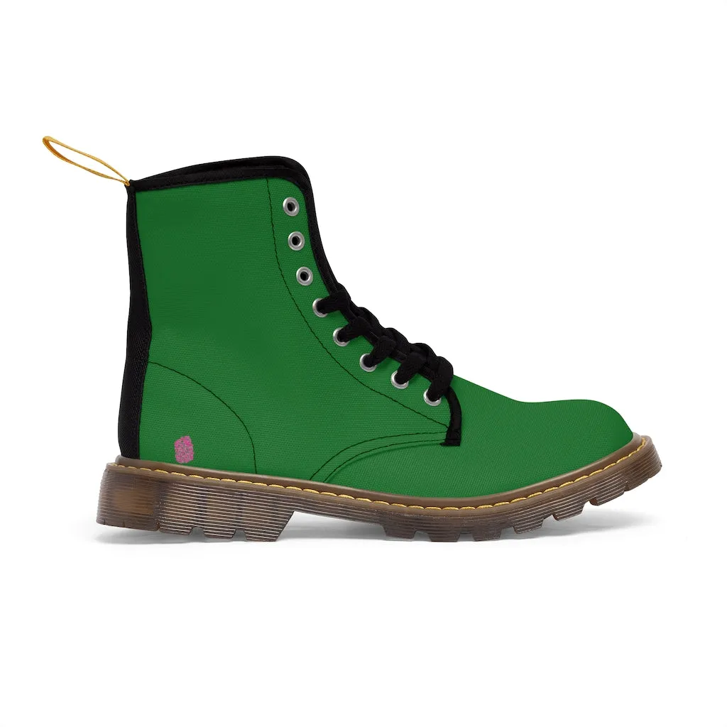 Emerald Green Men's Canvas Boots, Solid Color Best Designer Winter Laced Up Boots For Men (US Size: 7-10.5)