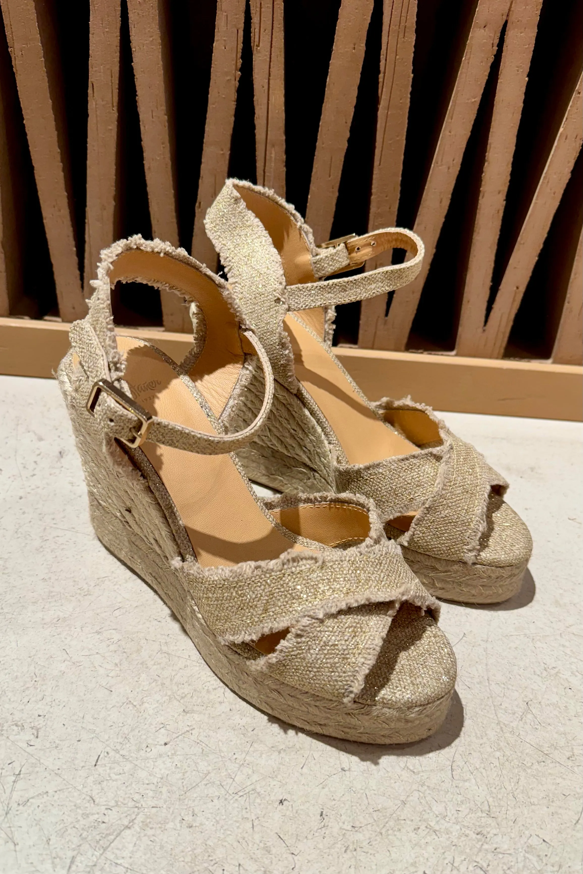 ESPADRILLES WEDGES "BROMELIA" LIGHT GOLD