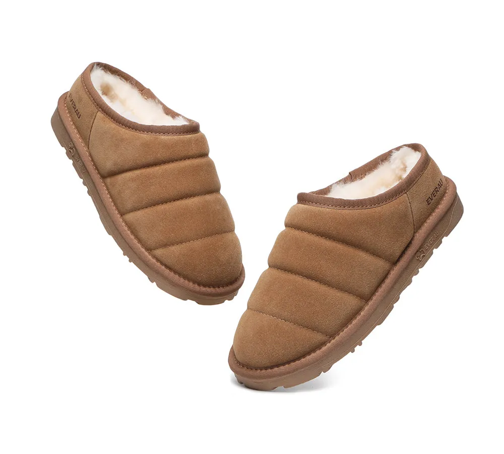 EVERAU® UGG Slippers Sheepskin Wool Ankle Ultra Puffer