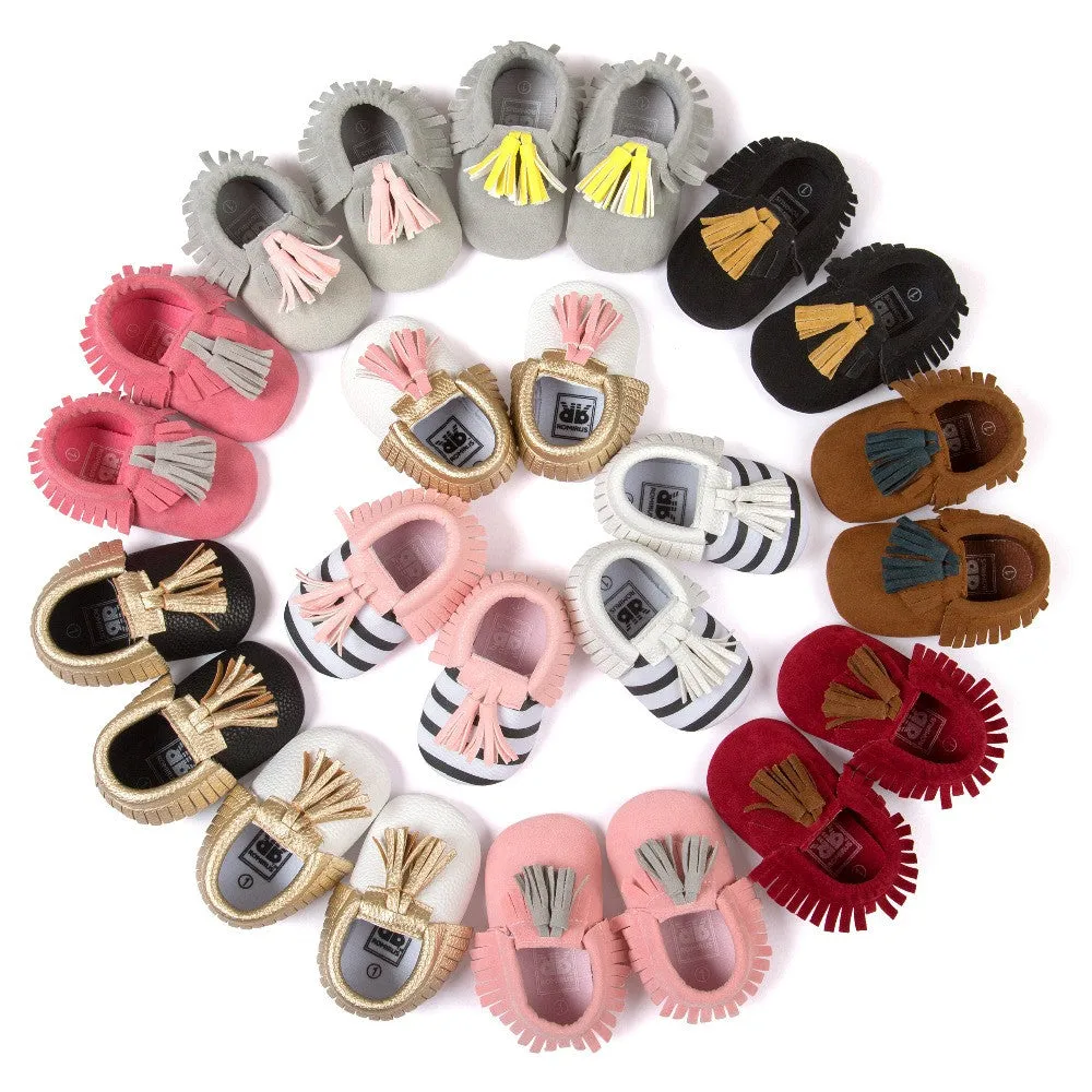 Fashion New Styles Suede PU Leather Infant Toddler Newborn Baby Children First Walkers Crib Moccasins Soft Moccs Shoes Footwear