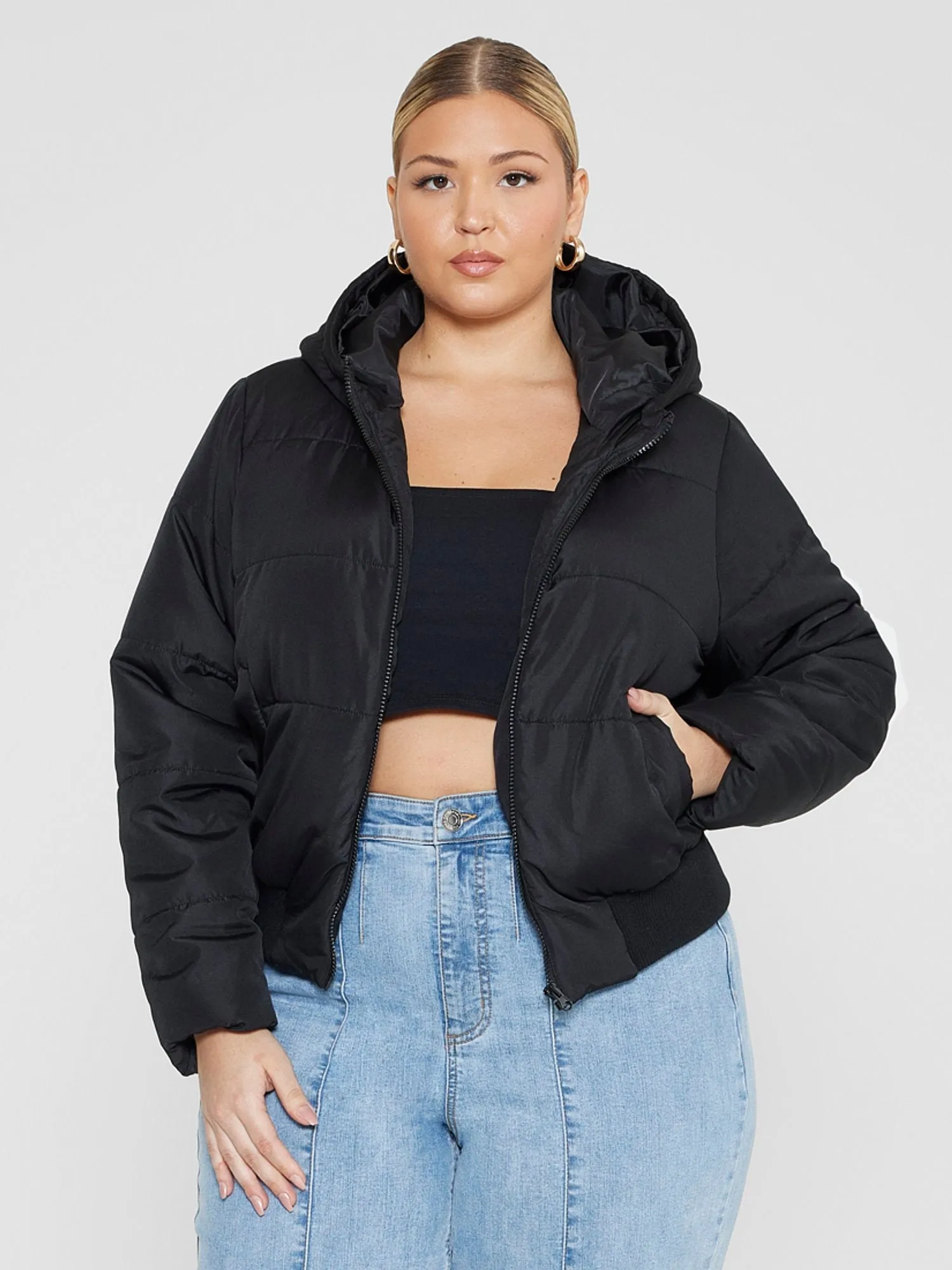 Fashion To Figure - Farrah Short Hooded Puffer Coat